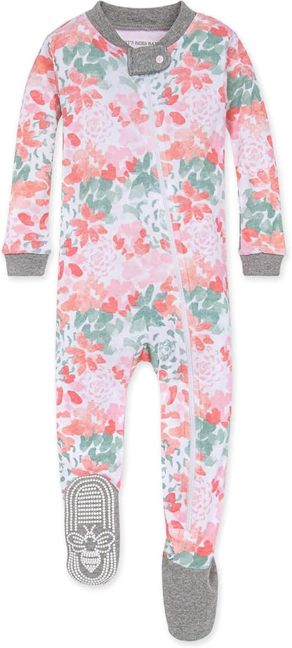 Baby-Girls Sleeper Pajamas, Zip Front Non-Slip Footed Sleeper Pjs, 100% Organic Cotton